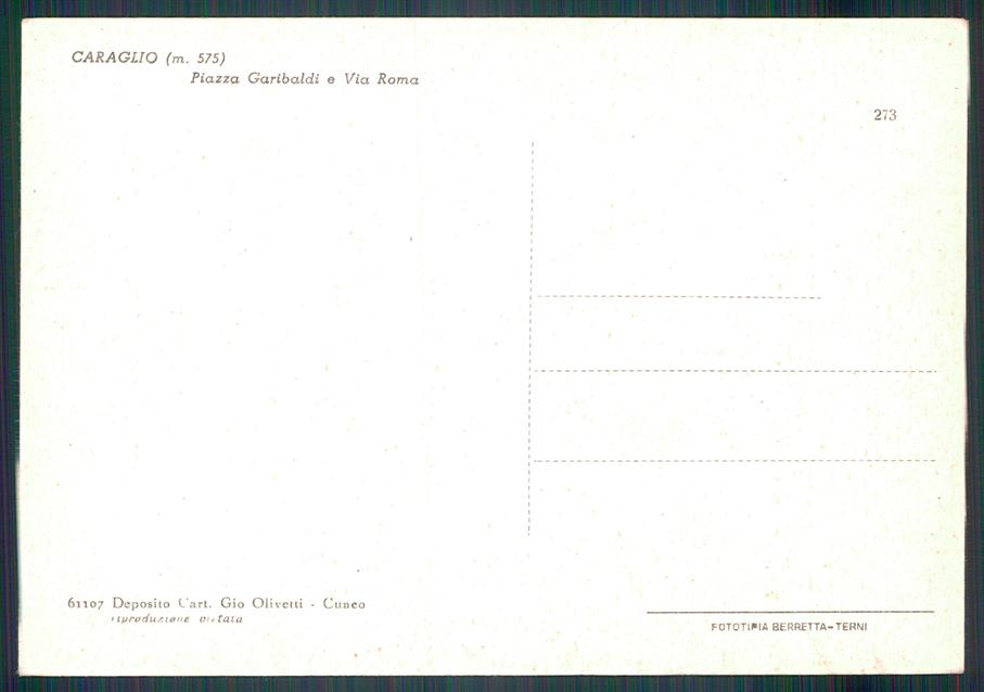 Cuneo Caraglio Piazza Garibaldi FG cartolina MZ1352 – retro