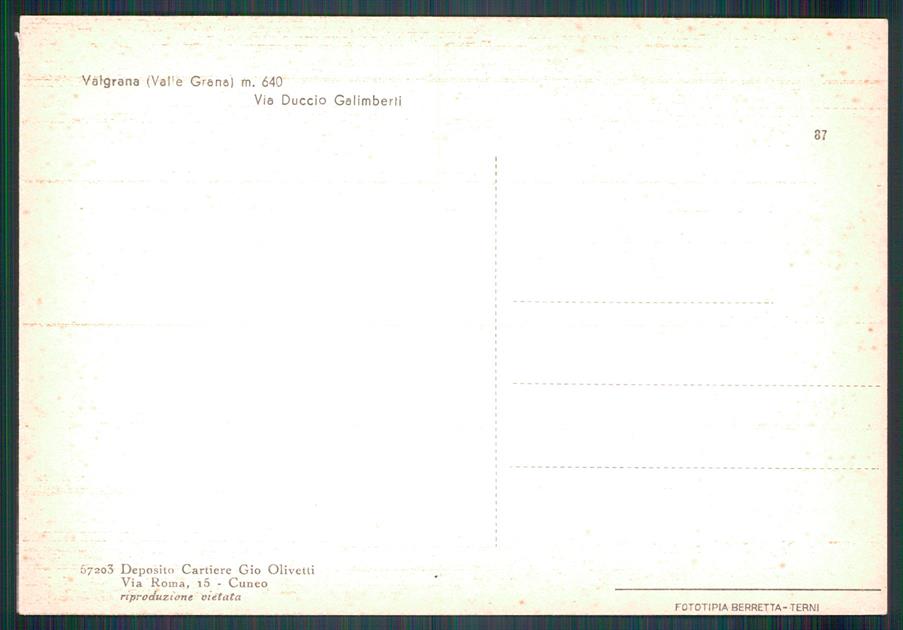 Cuneo Valgrana Via Duccio Galimberti FG cartolina MZ1369 – retro