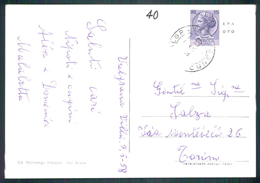 Cuneo Valgrana Montemale Monviso Foto FG cartolina MZ1372 – retro