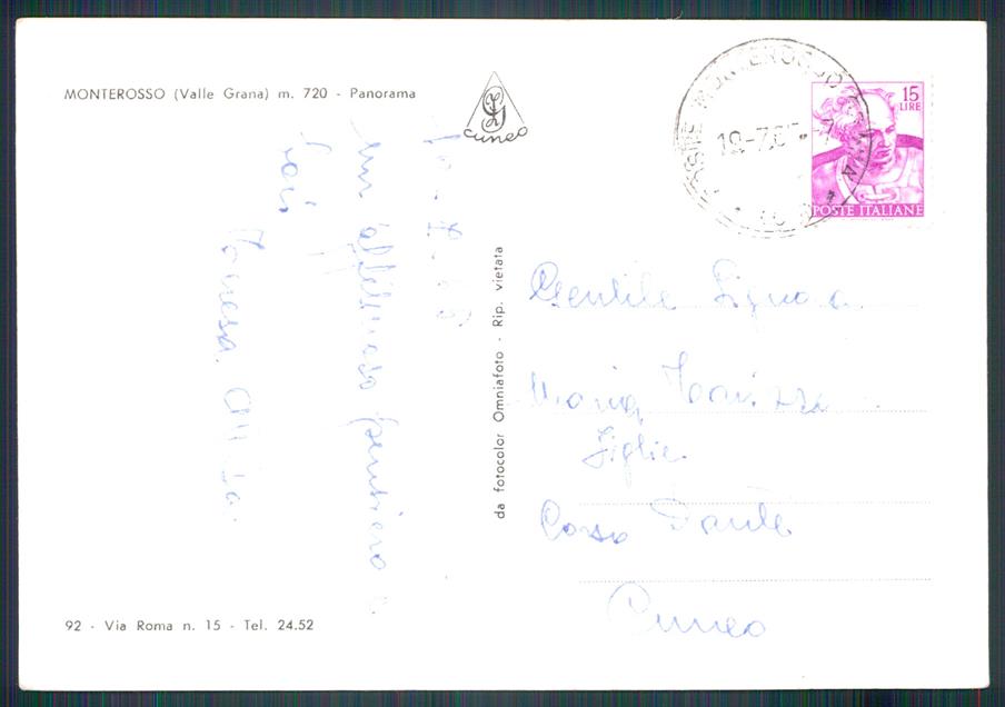 Cuneo Monterosso Grana Foto FG cartolina MZ1385 – retro