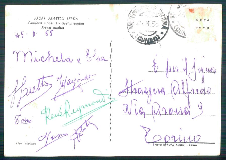Cuneo Monterosso Grana Albergo dell'Angelo PIEGHINA Foto FG cartolina MZ1386 – retro