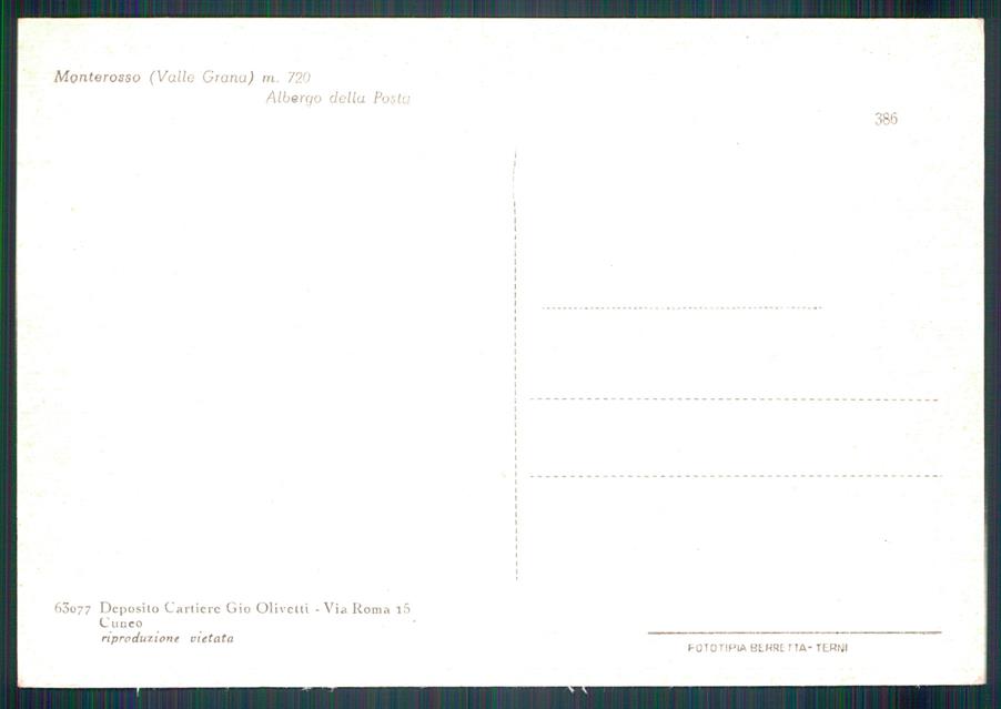 Cuneo Monterosso Grana Albergo La Posta FG cartolina MZ1396 – retro