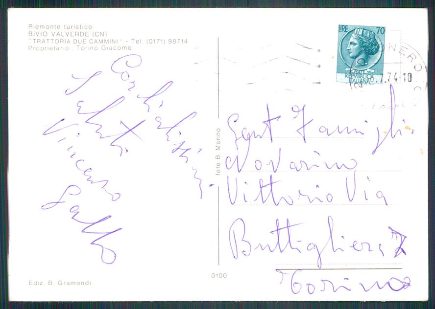 Cuneo Bivio Valverde Auto Foto FG cartolina MZ1398 – retro