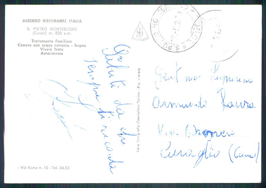 Cuneo Monterosso Grana San Pietro Foto FG cartolina MZ1400 – retro