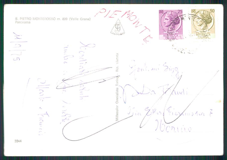 Cuneo Monterosso Grana San Pietro Foto FG cartolina MZ1426 – retro