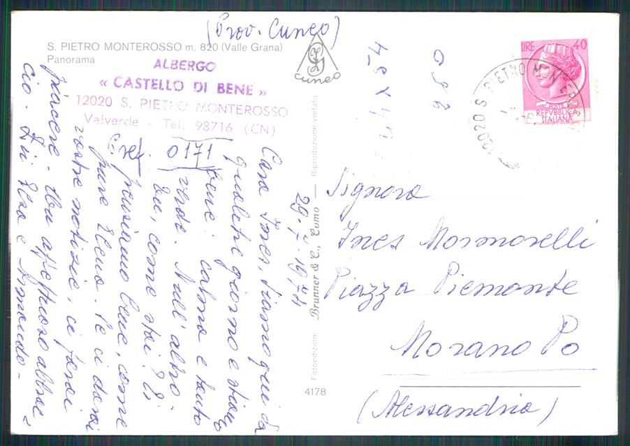 Cuneo Monterosso Grana San Pietro Foto FG cartolina MZ1429 – retro