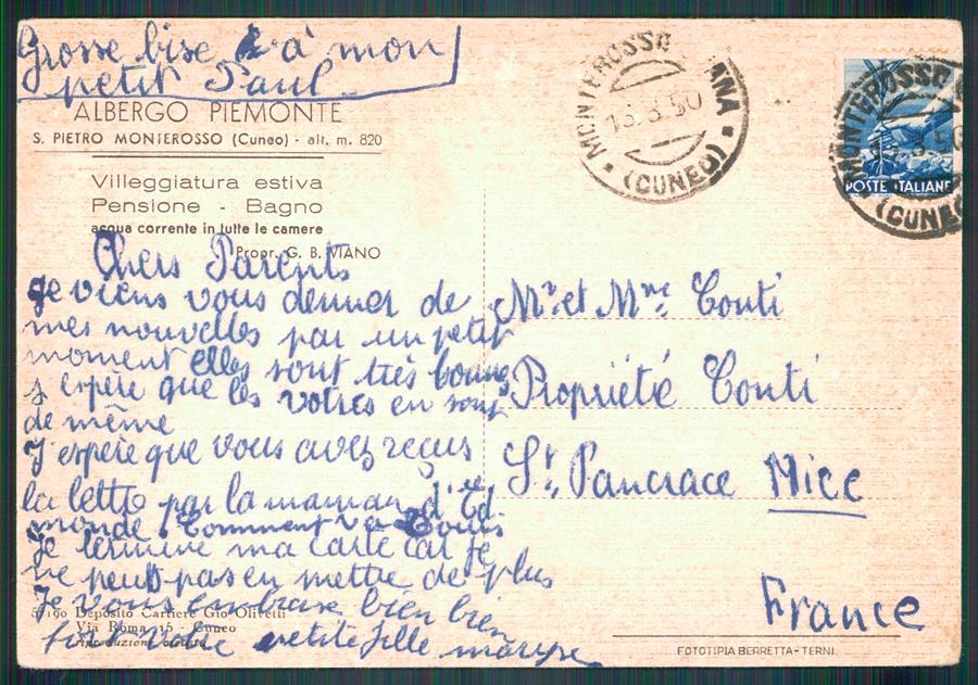Cuneo Monterosso Grana San Pietro FG cartolina MZ1432 – retro