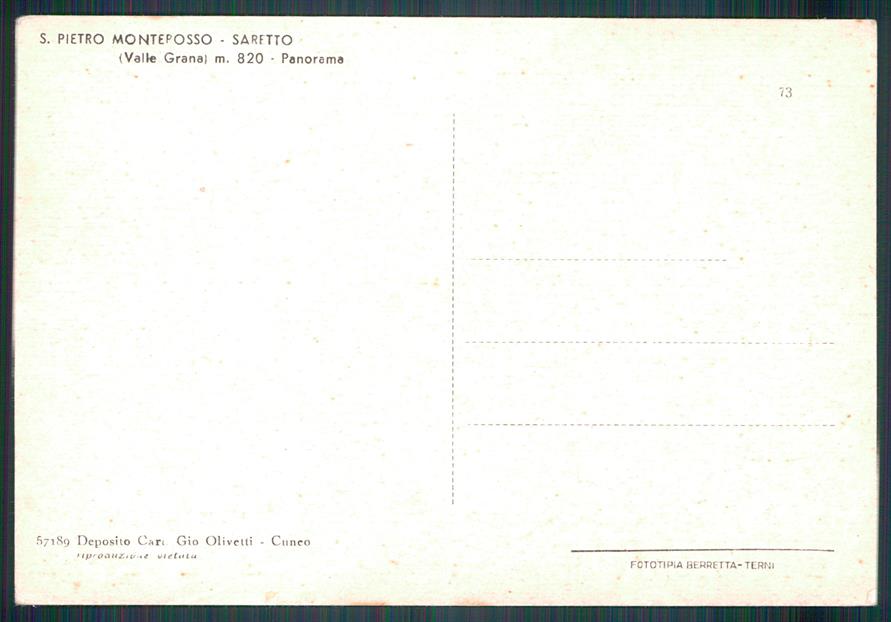 Cuneo Monterosso Grana San Pietro Saretto FG cartolina MZ1433 – retro