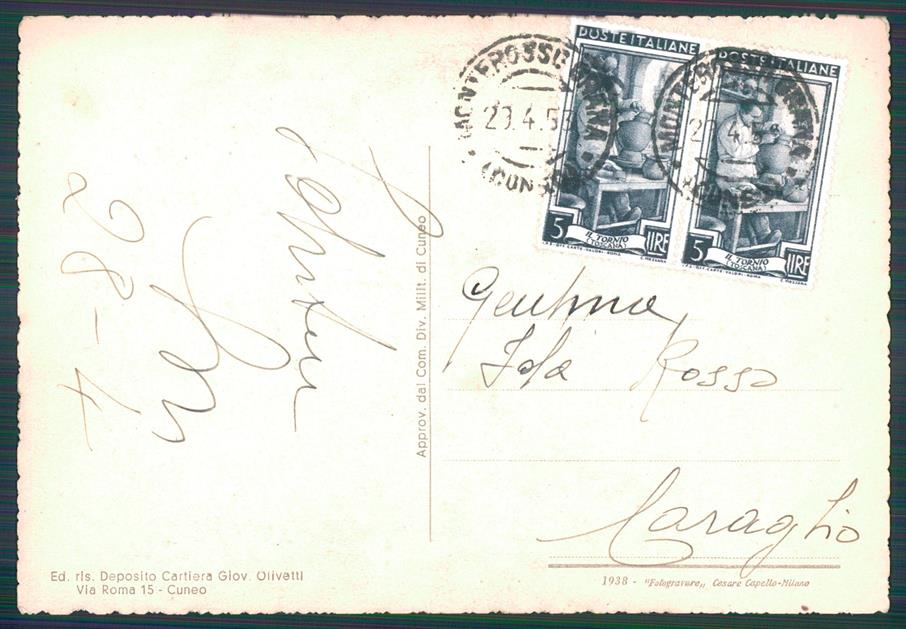 Cuneo Monterosso Grana San Pietro FG cartolina MZ1435 – retro