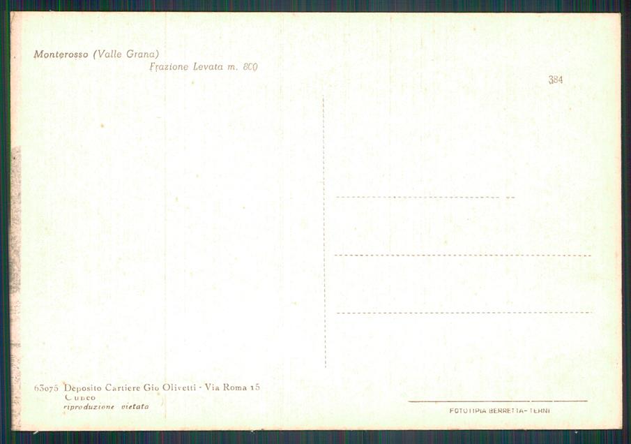 Cuneo Monterosso Grana Levata FG cartolina MZ1438 – retro