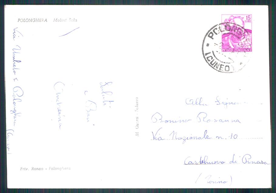 Cuneo Polonghera Molini Sola Foto FG cartolina MZ1466 – retro