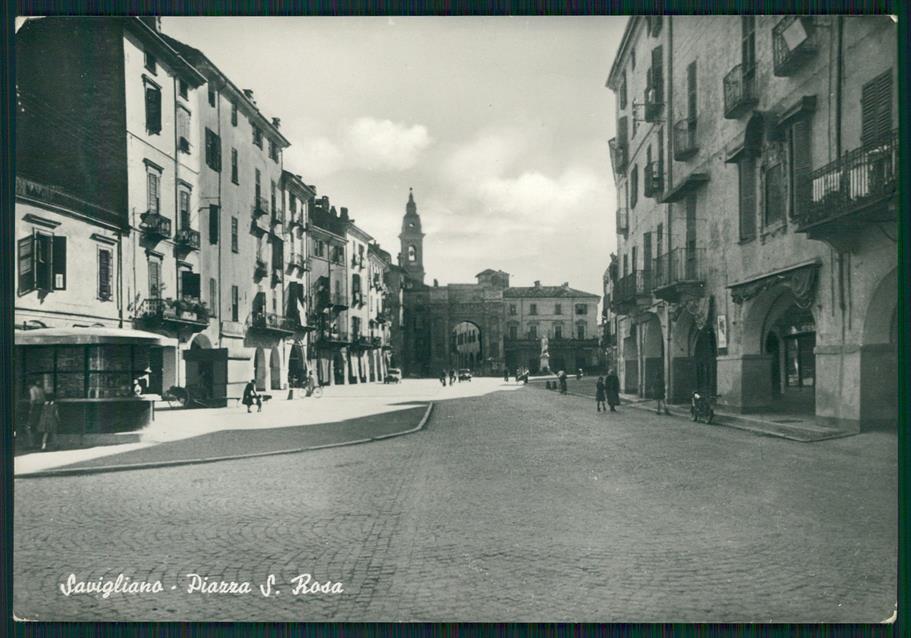 Cuneo Savigliano Piazza Santarosa PIEGA Foto FG cartolina MZ1472 – fronte
