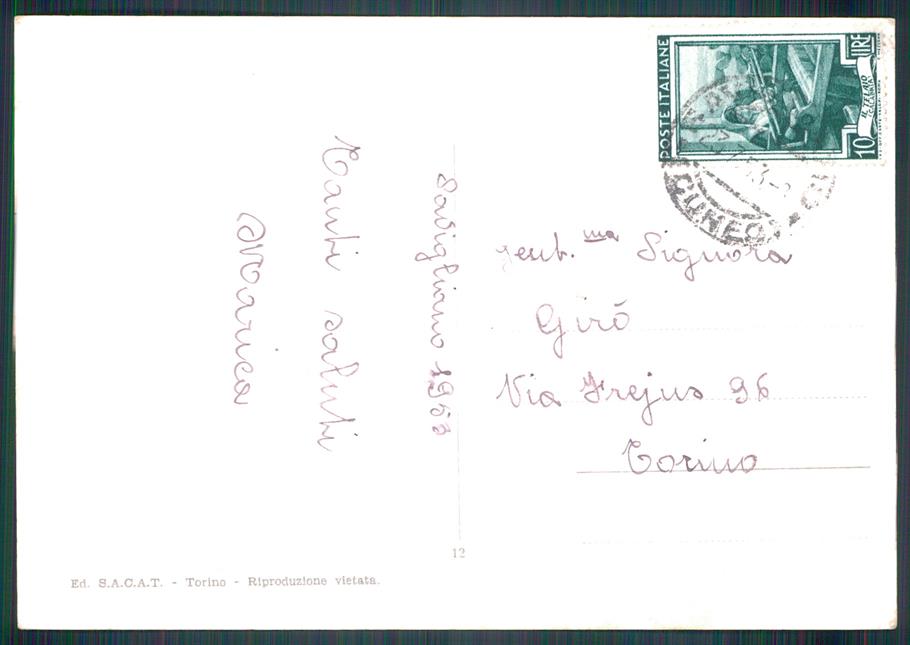 Cuneo Savigliano Piazza Santarosa Auto Foto FG cartolina MZ1474 – retro