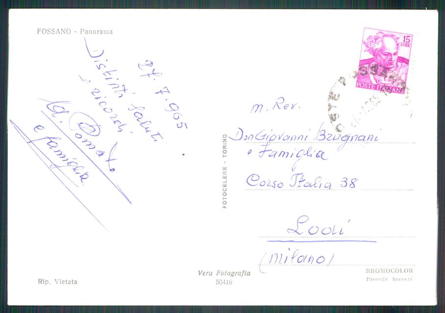 Cuneo Fossano Foto FG cartolina MZ1491 – retro