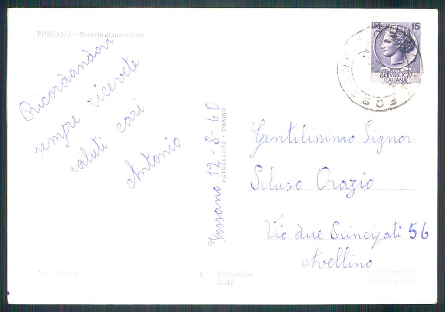 Cuneo Fossano Foto FG cartolina MZ1492 – retro