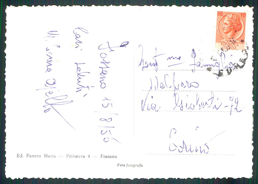 Cuneo Fossano Via Guglielmo Marconi Foto FG cartolina MZ1495 – retro