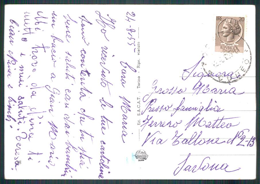 Cuneo Fossano Municipio Via Roma Auto Foto STRAPPINO FG cartolina MZ1498 – retro