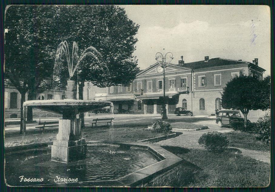 Cuneo Fossano Stazione Auto PIEGA ABRASA Foto FG cartolina MZ1501 – fronte