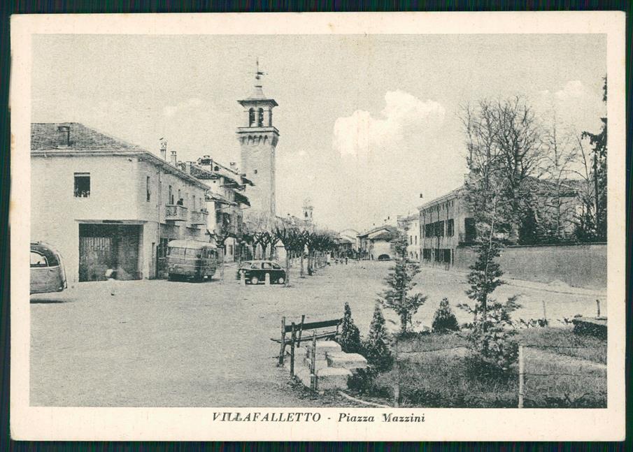 Cuneo Villafalletto piazza Mazzini Corriera FG cartolina MZ1544 – fronte