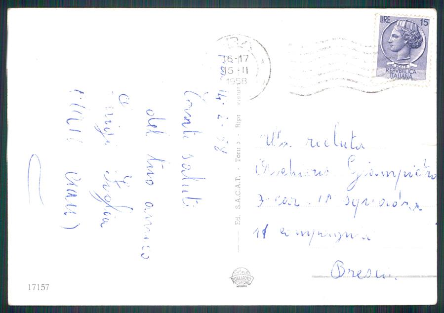 Cuneo Bra Stazione Vespa PIEGA Foto FG cartolina MZ1551 – retro
