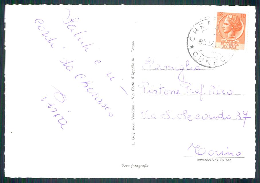 Cuneo Cherasco Foto FG cartolina MZ1568 – retro