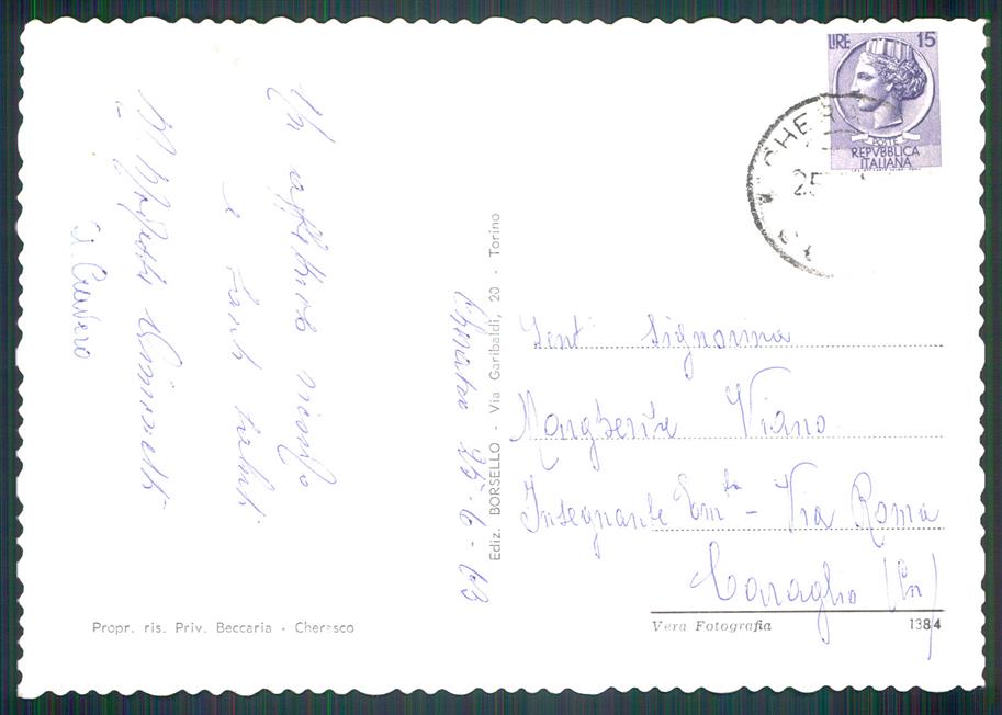 Cuneo Cherasco Arco Trionfale Porta Nazzole Foto FG cartolina MZ1571 – retro