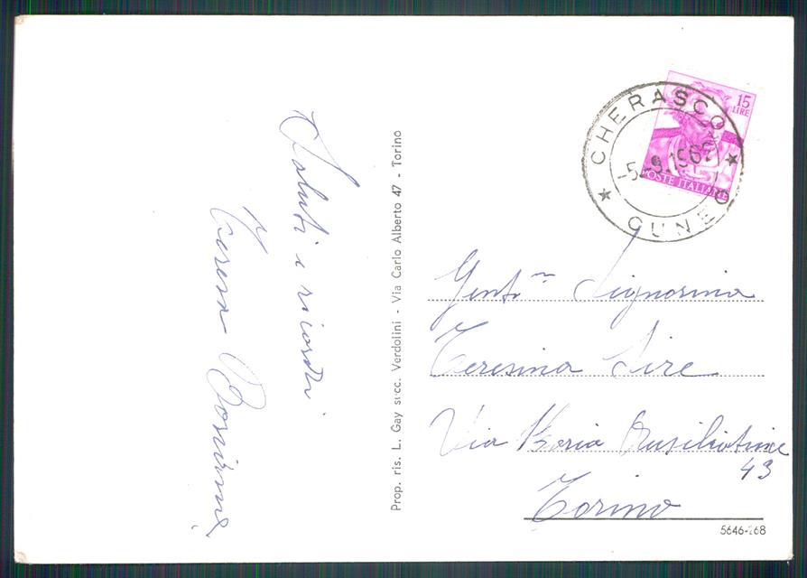 Cuneo Cherasco Via Vittorio Emanuele II Foto FG cartolina MZ1572 – retro