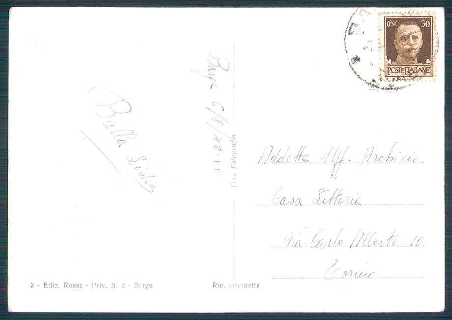 Cuneo Barge Castello Foto FG cartolina MZ1605 – retro