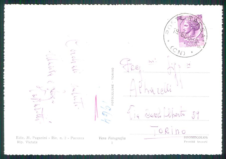 Cuneo Paesana Saluti da Foto FG cartolina MZ1624 – retro