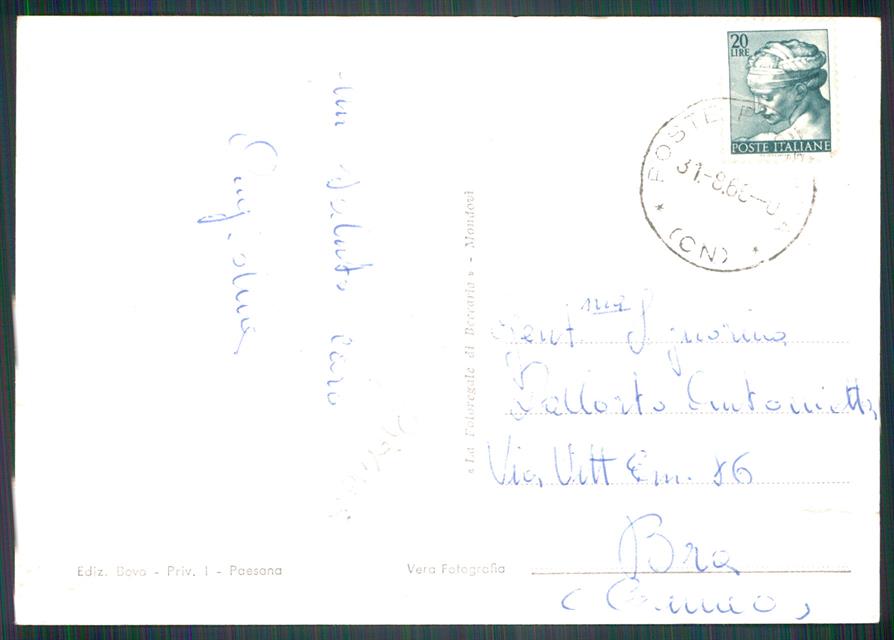 Cuneo Paesana Via Po Monviso PIEGATA Foto FG cartolina MZ1634 – retro