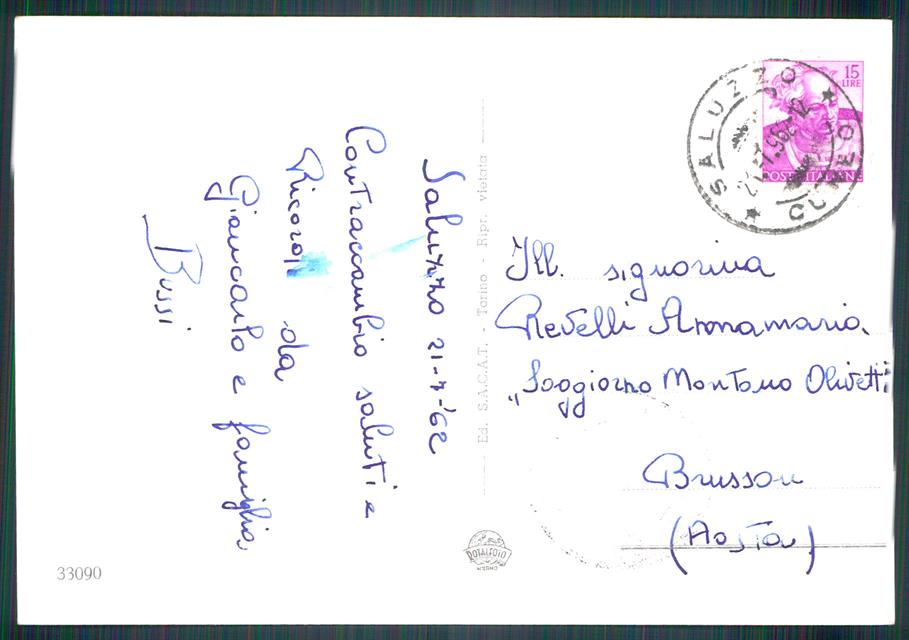 Cuneo Saluzzo Corso Italia Foto FG cartolina MZ1656 – retro