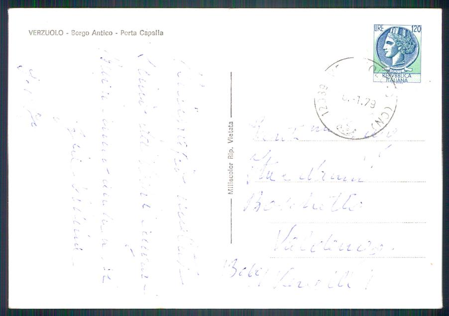 Cuneo Verzuolo Borgo Antico Porta Capalla PIEGHINA Foto FG cartolina MZ1695 – retro