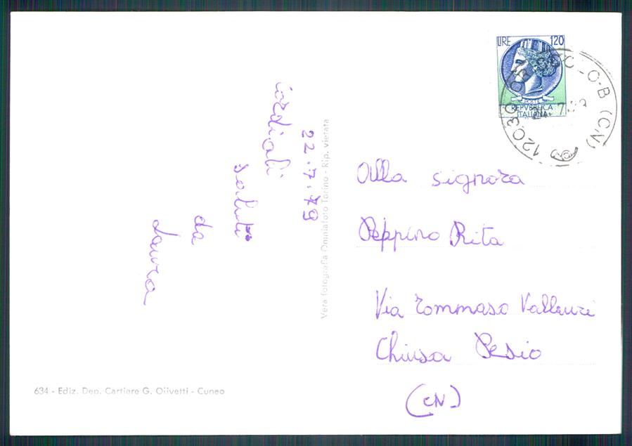 Cuneo Crissolo Alta Valle Po Foto FG cartolina MZ1709 – retro