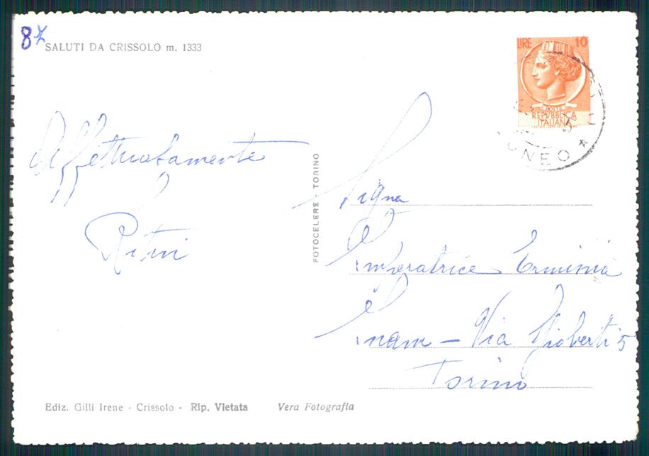 Cuneo Crissolo Lungo Po Foto FG cartolina MZ1713 – retro