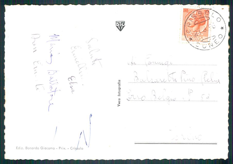 Cuneo Crissolo Piazza Duca degli Abruzzi Foto FG cartolina MZ1715 – retro