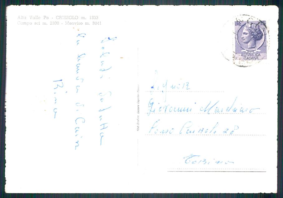 Cuneo Crissolo Nevicata Sci Monviso Foto FG cartolina MZ1720 – retro