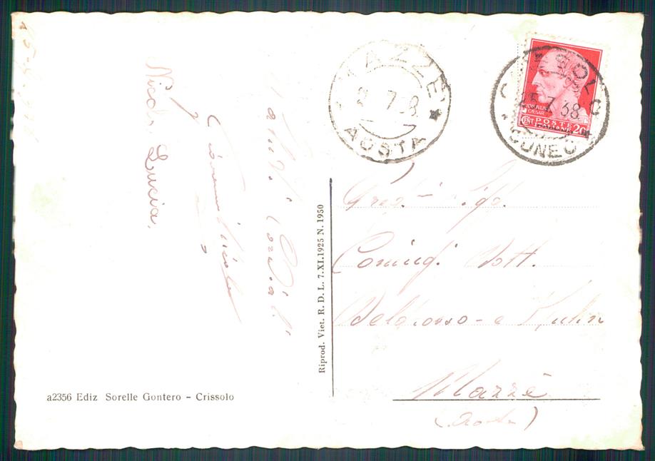Cuneo Crissolo Trattoria Monviso PIEGHINA FG cartolina MZ1722 – retro