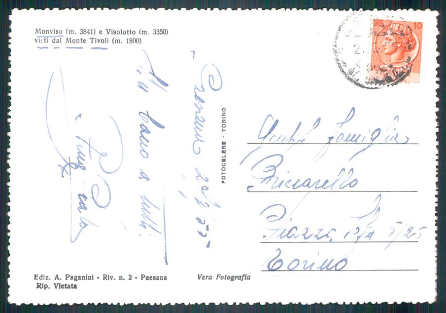 Cuneo Paesana Monviso Visolotto Monte Tivoli Pecore Foto FG cartolina MZ1726 – retro