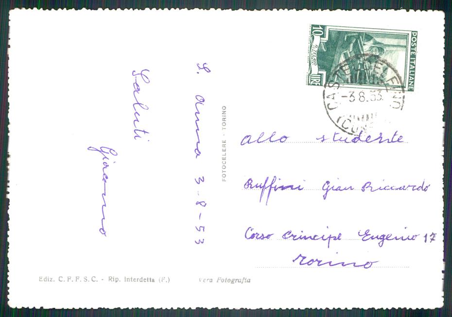 Cuneo Valle Varaita Gruppo Monviso PIEGHINA Foto FG cartolina MZ1735 – retro