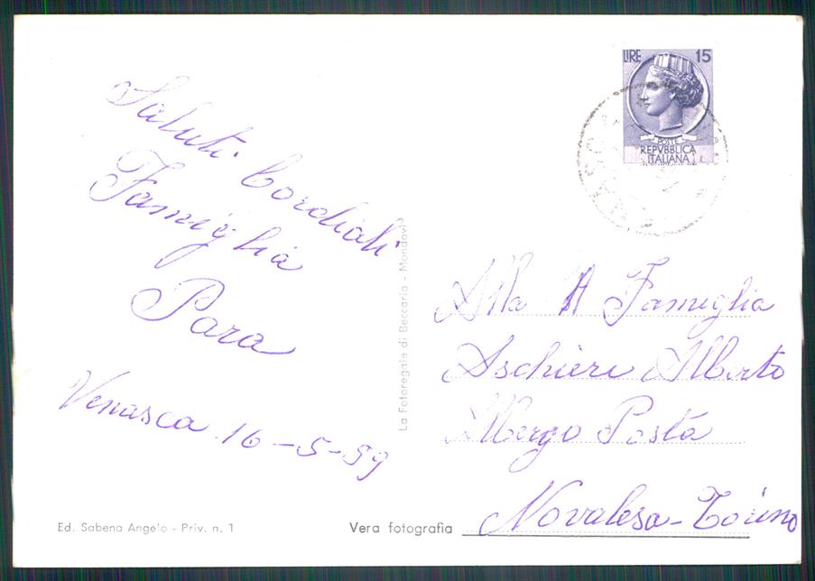 Cuneo Venasca Valle Varaita Foto FG cartolina MZ1745 – retro