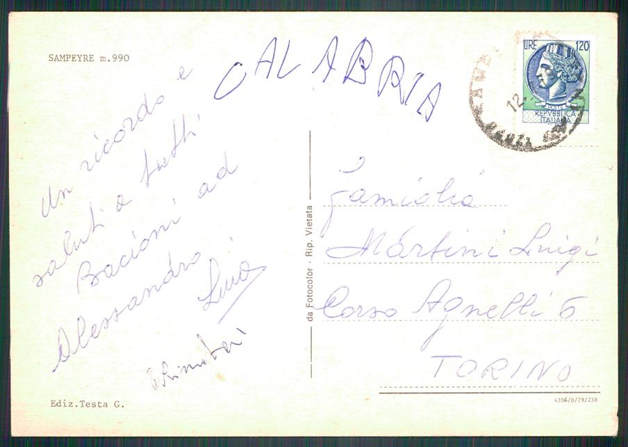 Cuneo Sampeyre Valle Varaita Saluti da Foto FG cartolina MZ1759 – retro