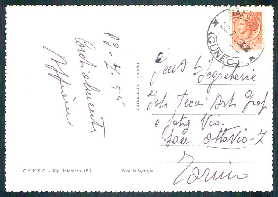 Cuneo Sampeyre Caire Villar Chiotti Foto FG cartolina MZ1764 – retro