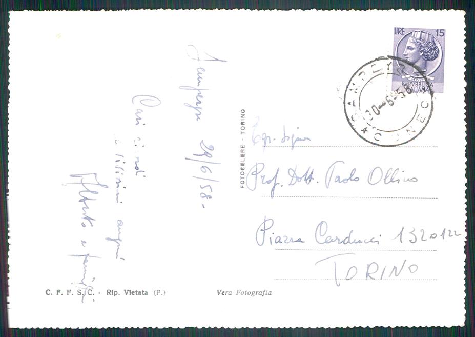 Cuneo Sampeyre Lago di Foto FG cartolina MZ1768 – retro