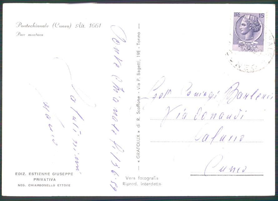 Cuneo Pontechianale Foto FG cartolina MZ1799 – retro