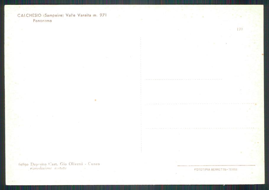 Cuneo Sampeyre Calchesio FG cartolina MZ1807 – retro
