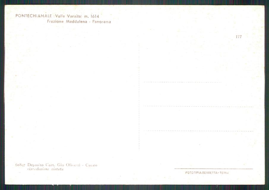 Cuneo Pontechianale Maddalena di Lago FG cartolina MZ1818 – retro