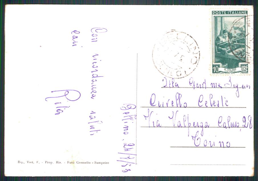 Cuneo Bellino Saluti da PIEGHINE FG cartolina MZ1819 – retro