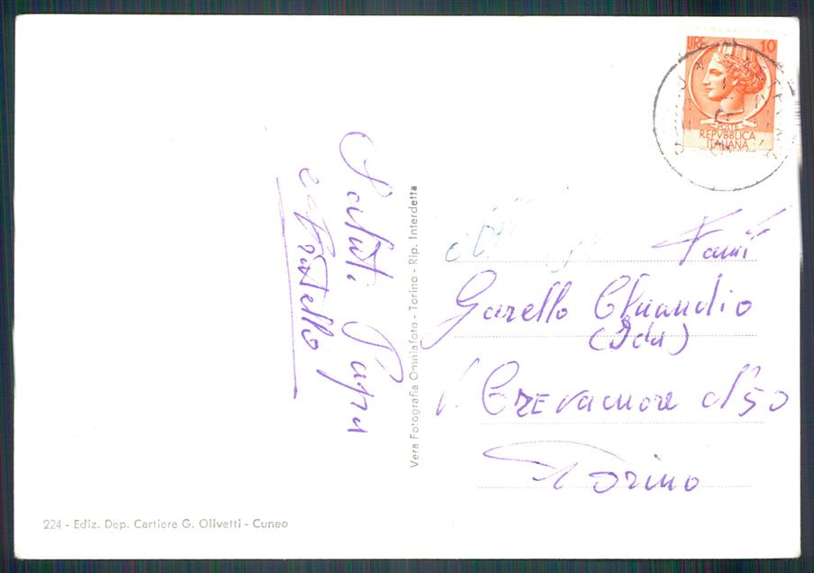 Cuneo Castelmagno Chiappi Santuario San Magno PIEGA Foto FG cartolina MZ1823 – retro