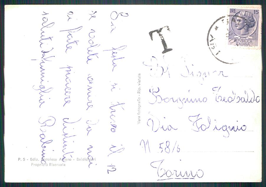 Asti Baldichieri Piazza Comunale FORO Foto FG cartolina MZ1858 – retro