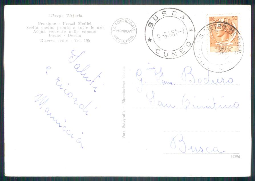 Cuneo Monterosso Grana San Pietro Auto PIEGHINA Foto FG cartolina MZ1869 – retro